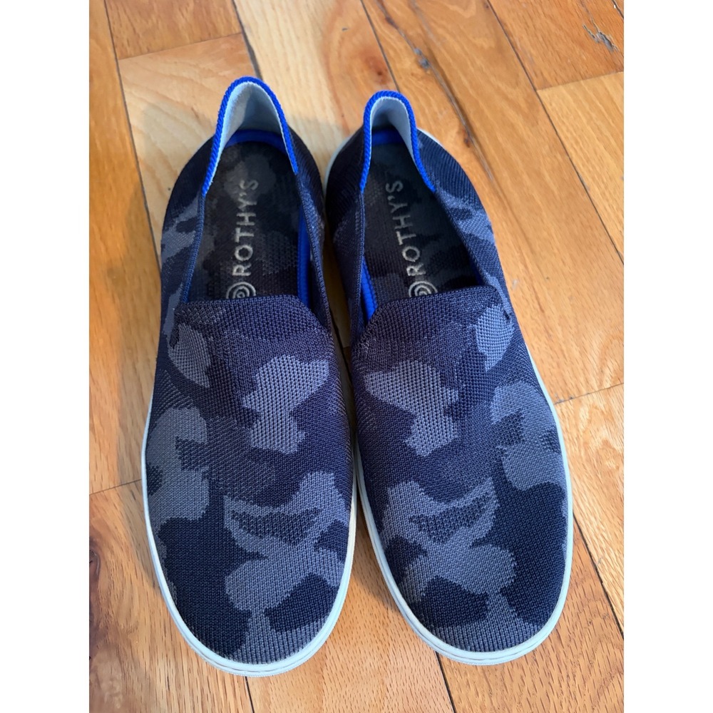 Rothy's Women's 8 Original‎ Slip-On Sneakers Grey Black Camo Knit Flats Shoes